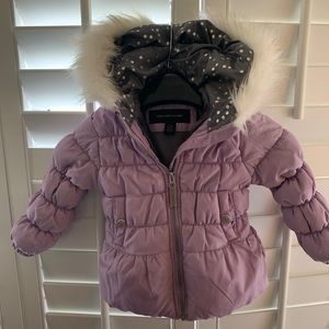 Girls Hooded with White Fur Fluffy Hood